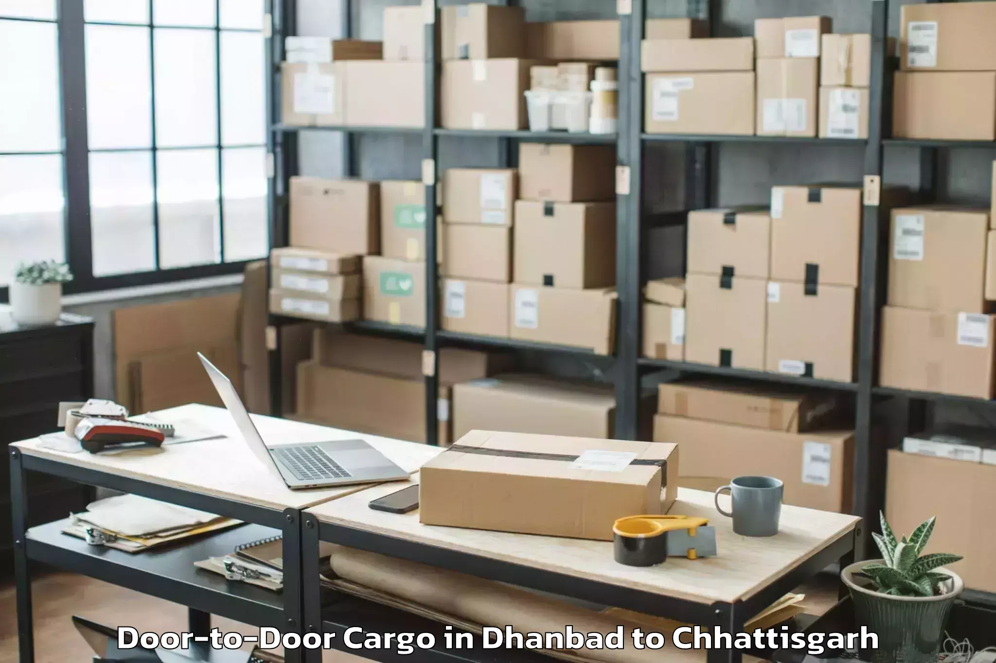 Top Dhanbad to Kanker Door To Door Cargo Available